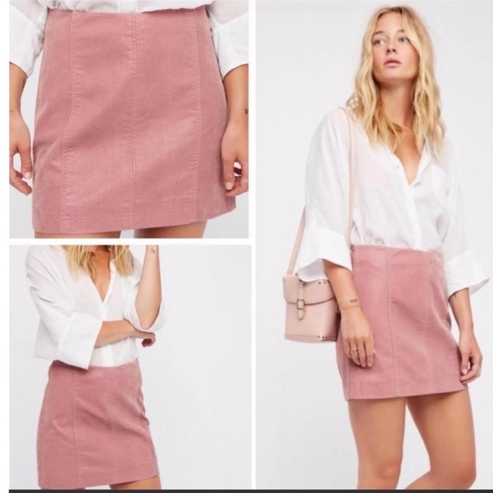 Free People Modern Femme Vegan Leather Mini Skirt Rose Pink Size 0
